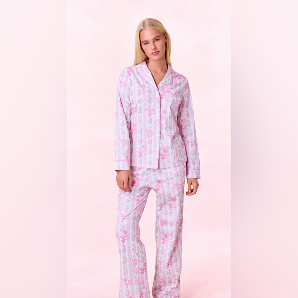 LoveShackFancy x Roller Rabbit Heirloom Monkey Long Sleeve Polo Pajamas